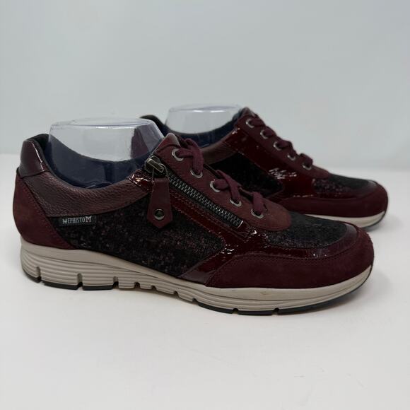 Mephisto YLONA Sneakers Women's 8.5 Marron Patent Leather Accents Metallic - Picture 12 of 13